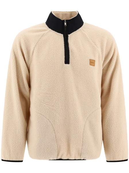  A.p.c. Logo-appliqué Half-zip Sweatshirt - Neutrals 