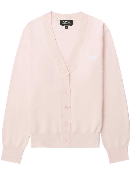  A.p.c. Logo-embroidered Cotton Cardigan - Pink 