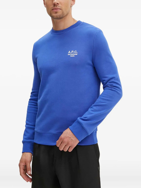  A.p.c. Logo-embroidered Crew-neck Sweatshirt - Blue 