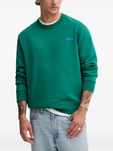  A.p.c. Logo-embroidered Crew-neck Sweatshirt - Green 