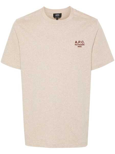  A.p.c. Logo-embroidered Mélange T-shirt - Neutrals 