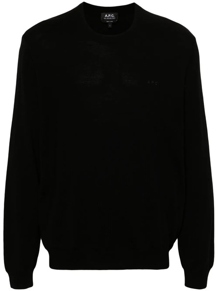  A.p.c. Logo-embroidered Wool Jumper - Black 