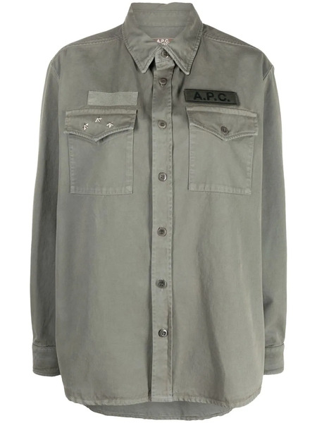  A.p.c. Logo-patch Shirt Jacket - Green 