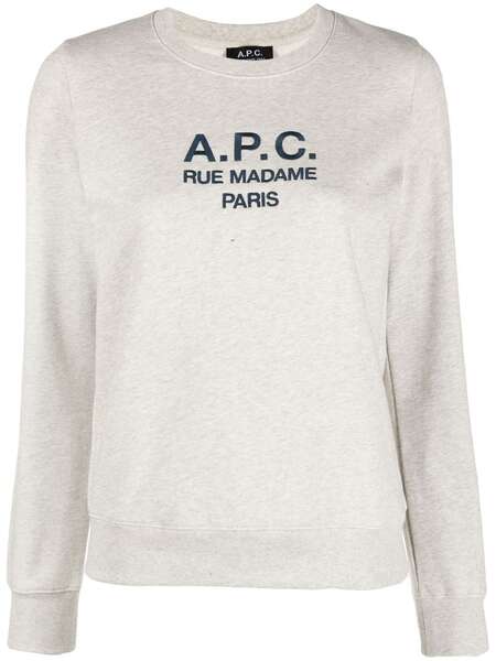  A.p.c. Logo-print Cotton Sweatshirt - Neutrals 