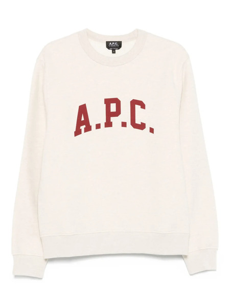  A.p.c. Logo-print Crew Neck Sweatshirt - Neutrals 