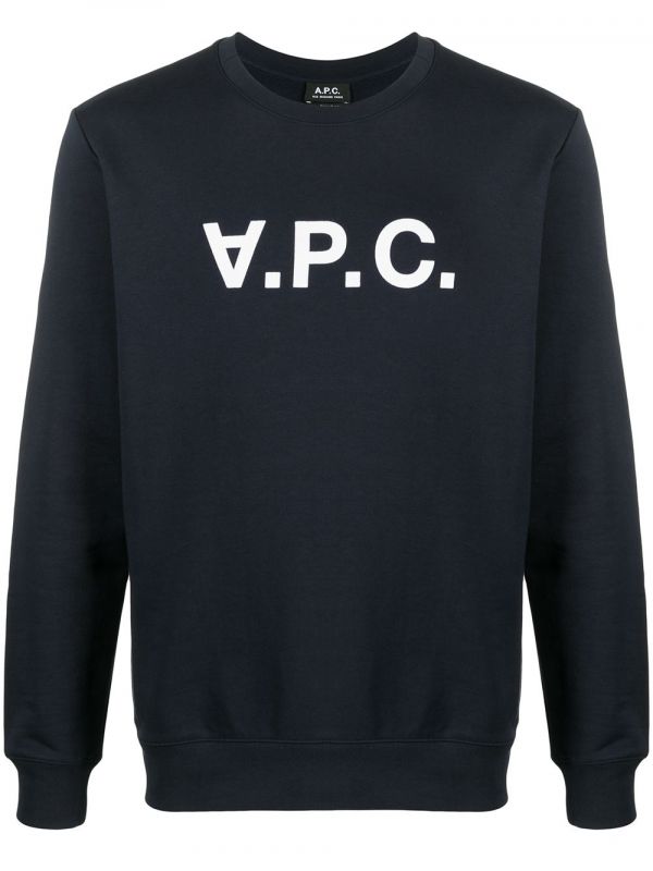 A.p.c. Logo-print Round Neck Sweatshirt - Blue 