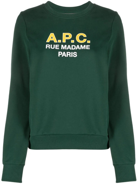  A.p.c. Madame Logo-print Cotton Sweatshirt - Green 