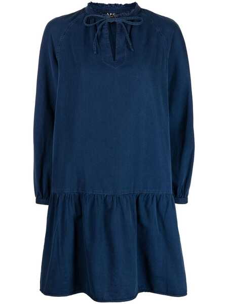  A.p.c. Natalia Cotton-blend Dress - Blue 