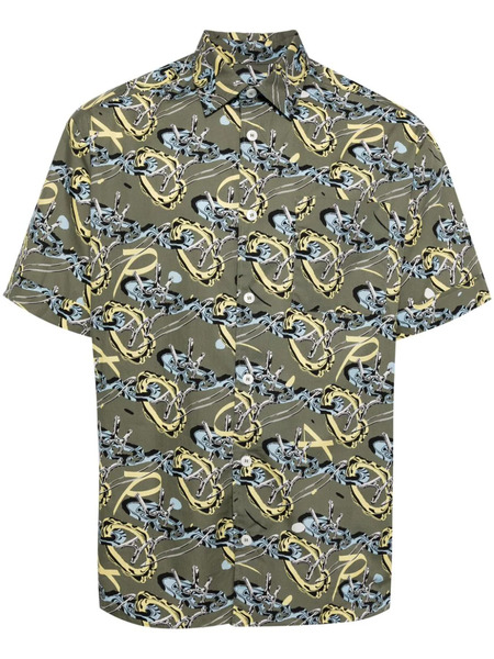  A.p.c. Ross Graphic-print Cotton Shirt - Green 