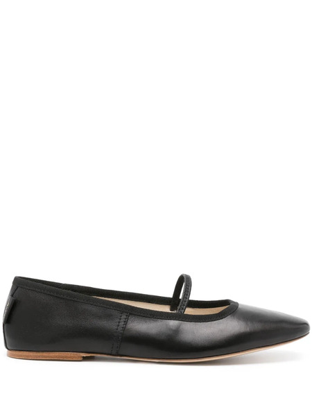  A.p.c. Round-toe Leather Ballerina Shoes - Black 