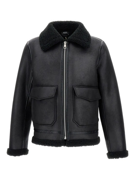  A.p.c. Shearling Flap-pocket Jacket - Black 