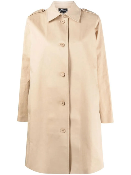  A.p.c. Single-breasted Midi Coat - Neutrals 