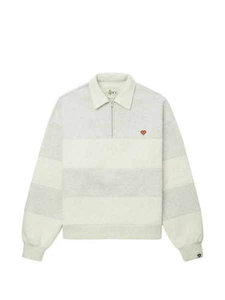  Apee™ By *a Bathing Ape® Striped Zip Polo Shirt - Grey 