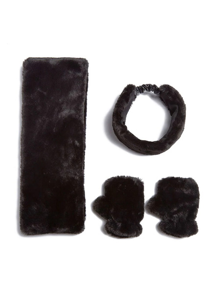  Apparis Abby Faux-fur Scarf Set - Black 