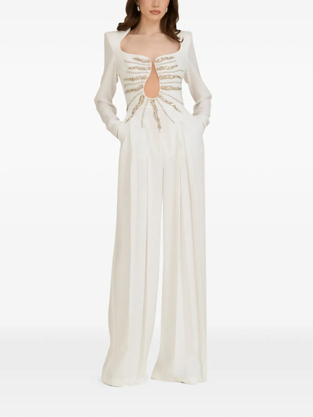  Araftu Embellished Long-sleeve Jumpsuit - White 