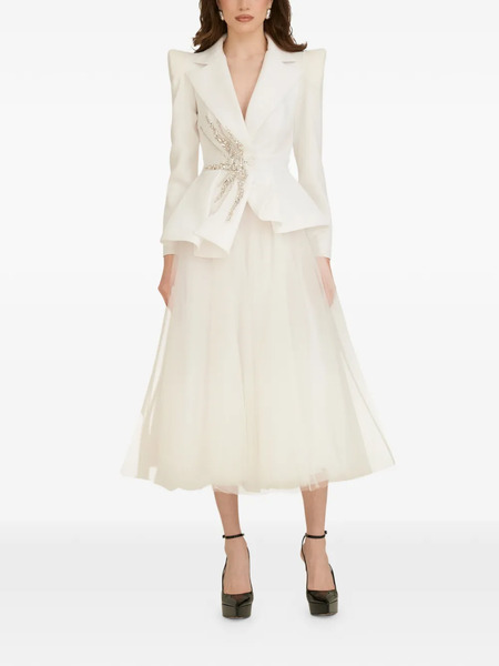  Araftu Embellished Peplum Suit - White 