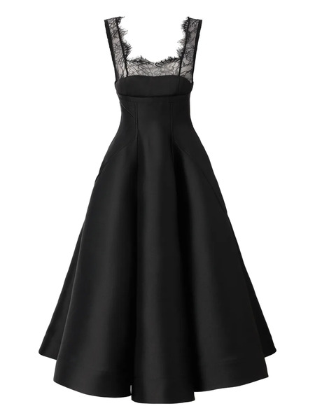 Araftu Lace-detail Flared Midi Dress - Black 
