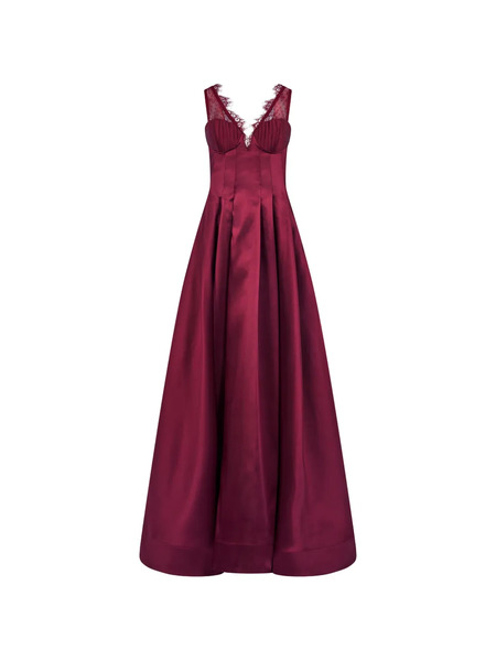  Araftu Lace Pleated Dress - Red 