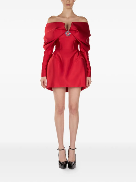  Araftu Off-shoulder Embellished Mini Dress - Red 