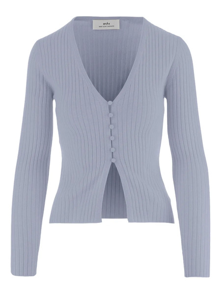  Arch4 Ribbed V-neck Cardigan - Blue 