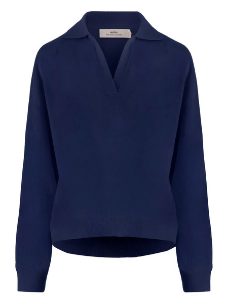  Arch4 V-neck Polo-collar Sweater - Blue 