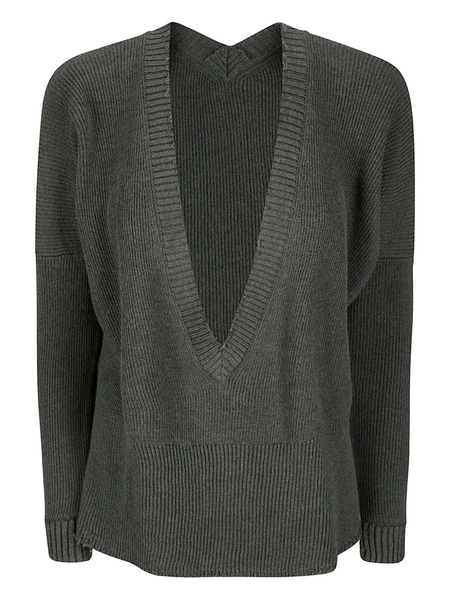  Archivio B V-neck Ribbed Sweater - Green 