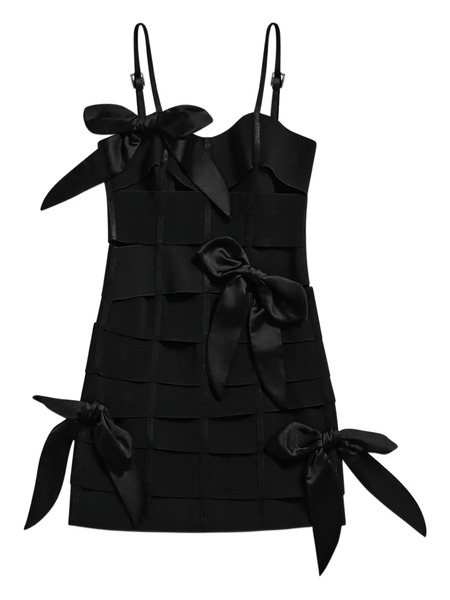  Area Bow Bandage Mini Dress - Black 