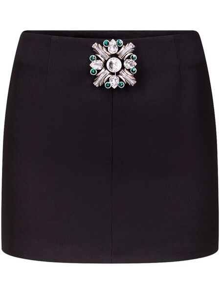  Area Brooch-detail Mini Skirt - Black 