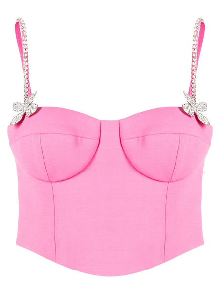  Area Butterfly-appliqué Wool Bustier Top - Pink 