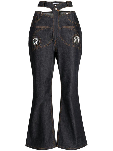  Area Butterfly Cut-out Flared Jeans - Blue 