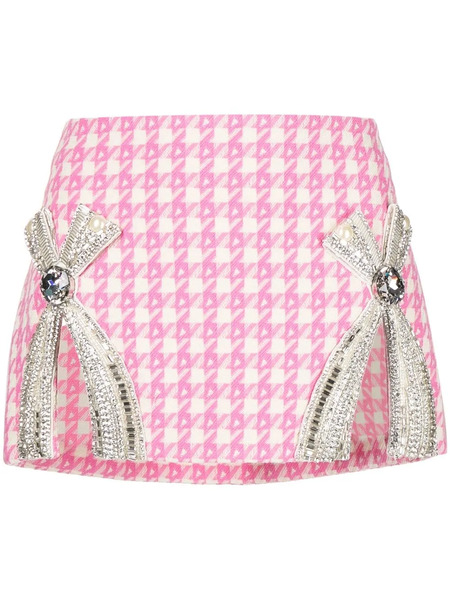  Area Crystal-embellished Bow Detail Miniskirt - Pink 
