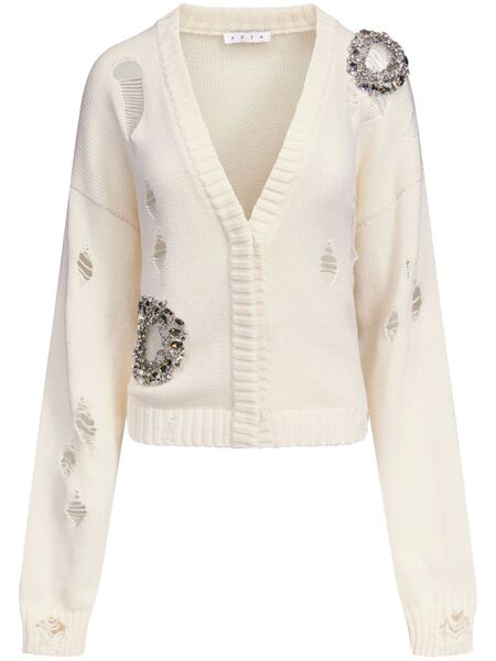  Area Crystal-embellished Cardigan - Neutrals 