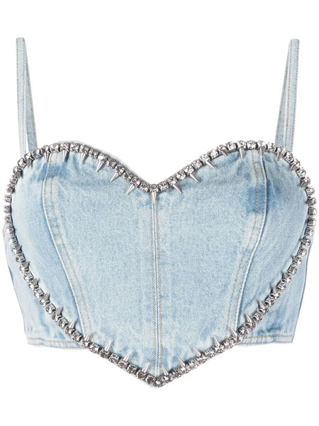  Area Crystal-embellished Crop Top - Blue 
