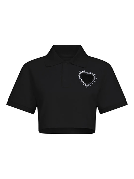  Area Crystal-embellished Cropped Polo - Black 