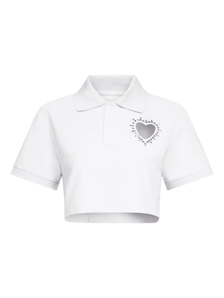  Area Crystal-embellished Cropped Polo - White 