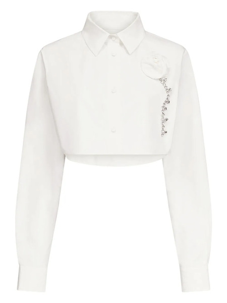  Area Crystal-embellished Cropped Shirt - White 