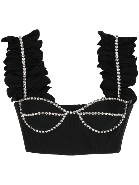  Area Crystal-embellished Cropped Top - Black 