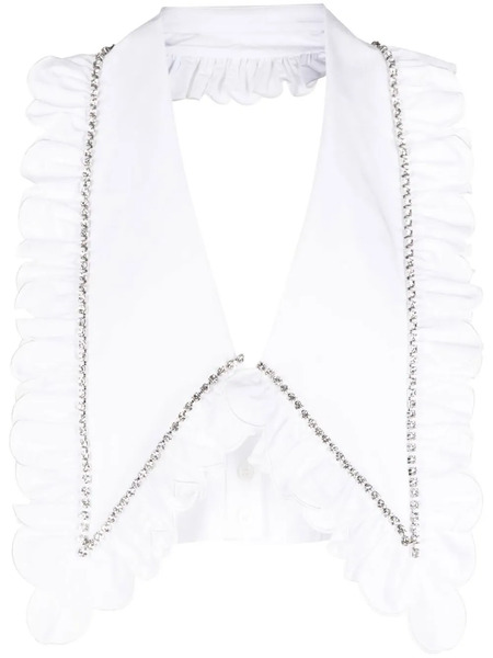  Area Crystal-embellished Cropped Top - White 