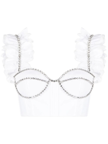  Area Crystal-embellished Cropped Top - White 