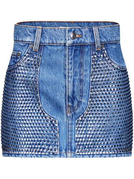  Area Crystal-embellished Denim Miniskirt - Blue 