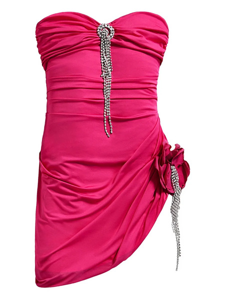  Area Crystal-embellished Draped Mini Dress - Pink 