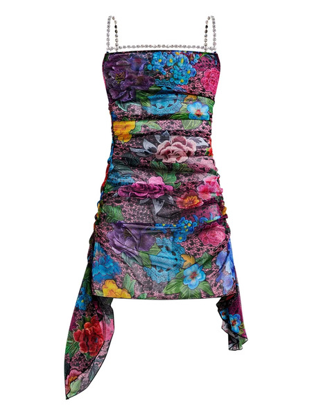  Area Crystal-embellished Floral Mini Dress - Pink 