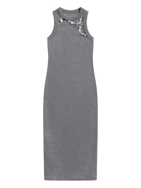  Area Crystal-embellished Ribbed Midi Dress - Grey 