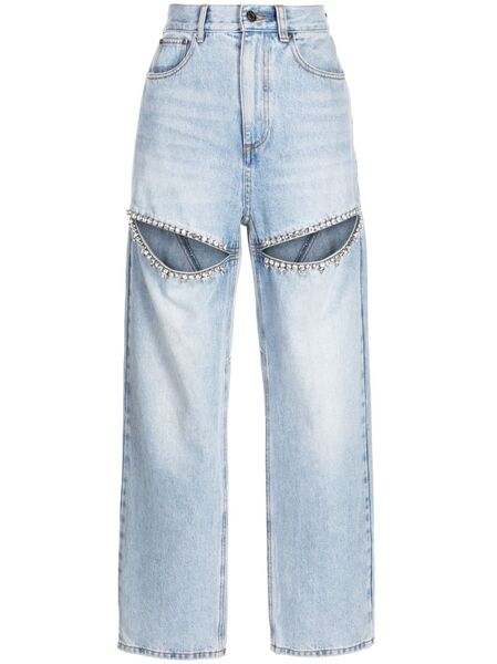  Area Crystal-embellished Straight-leg Jeans - Blue 