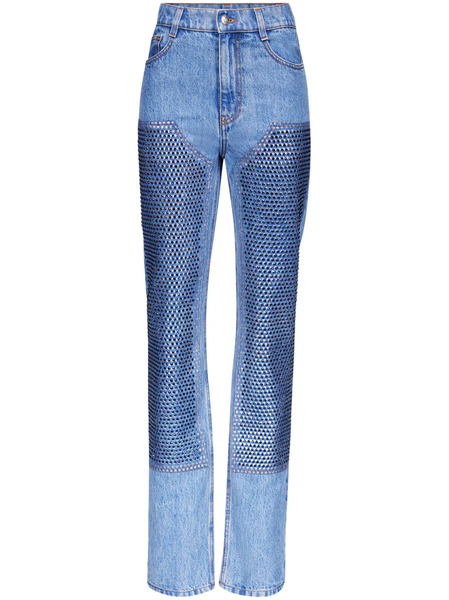  Area Crystal-embellished Straight-leg Jeans - Blue 