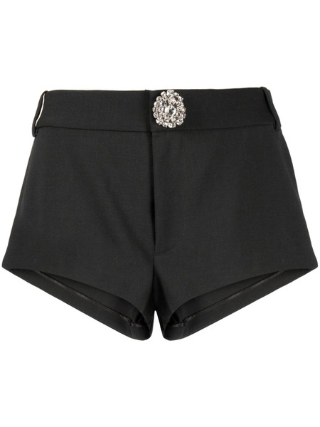  Area Crystal-embellished Virgin Wool Mini Shorts - Black 