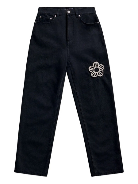 Area Crystal-flower Jeans - Black 