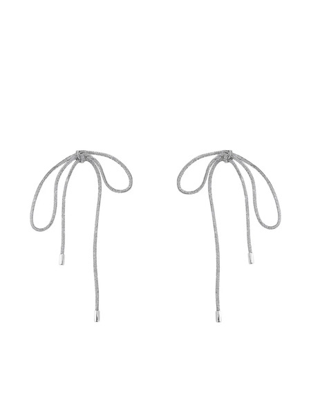  Area Crystal-knot Long Earrings - Silver 