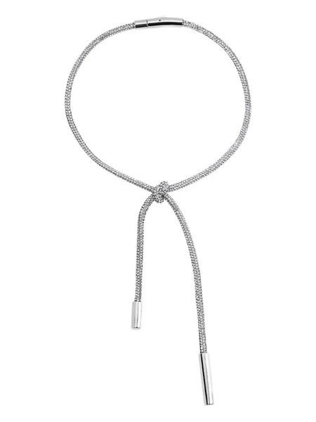  Area Crystal-knot Necklace - Silver 