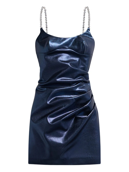  Area Crystal-strap Metallic Mini Dress - Blue 